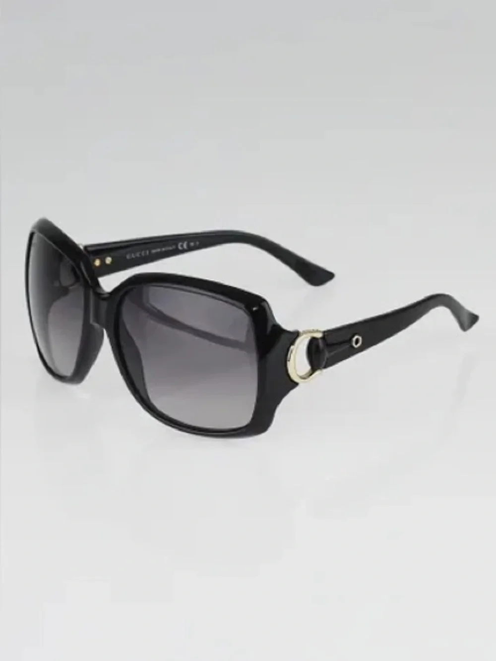 GUCCI Black Frame Gradient Tint Horsebit Oversized Sunglasses